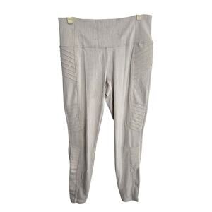 Athleta Leggings Women M Tan Delancey Textured Moto Tight Capri Bottoms